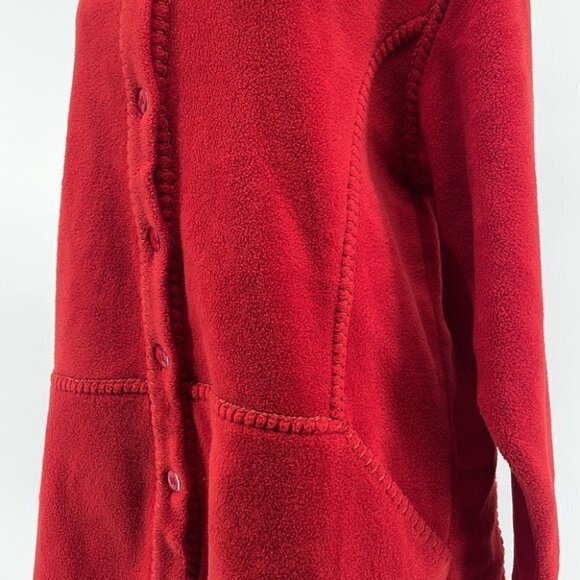 euro Joy Shacket fleece button up unique stitches orange fall cozy sz lg - Picture 6 of 9